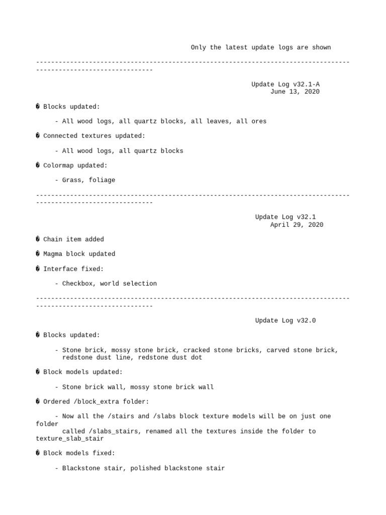 Update Logs for Game Version 32.1 | PDF | Natural Materials | Materials
