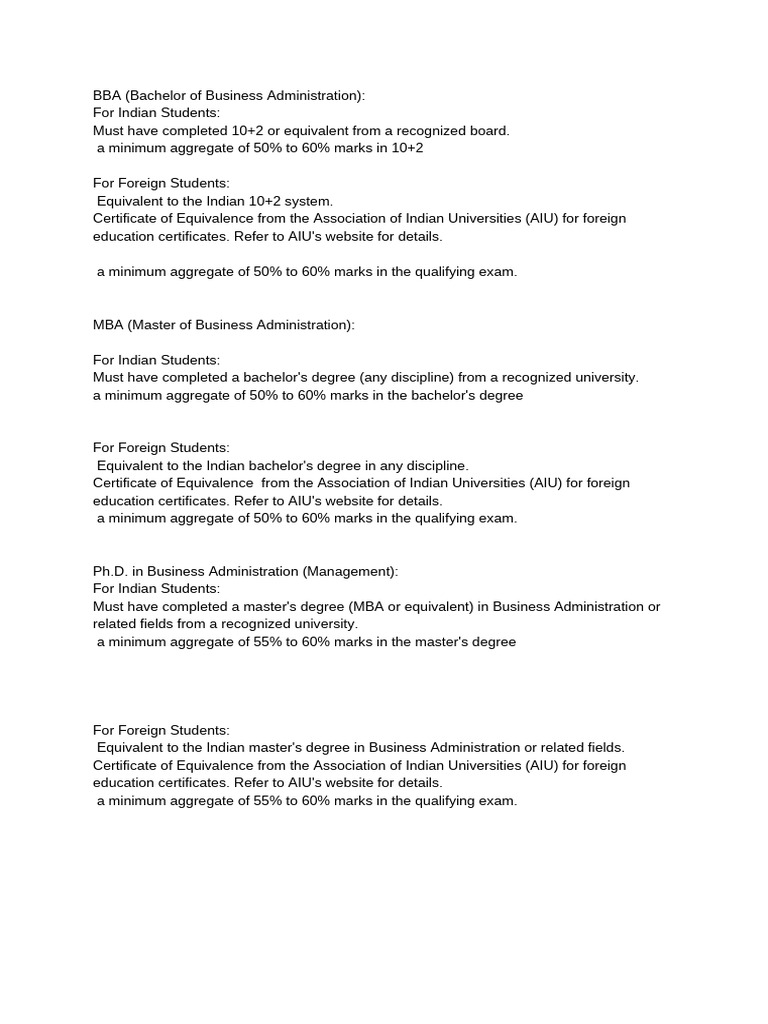 BBA (Bachelor of Business Administration) | PDF