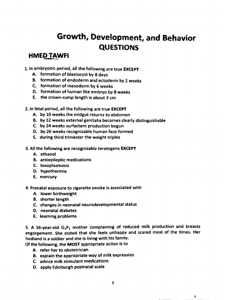 Growth and Development Questions | PDF