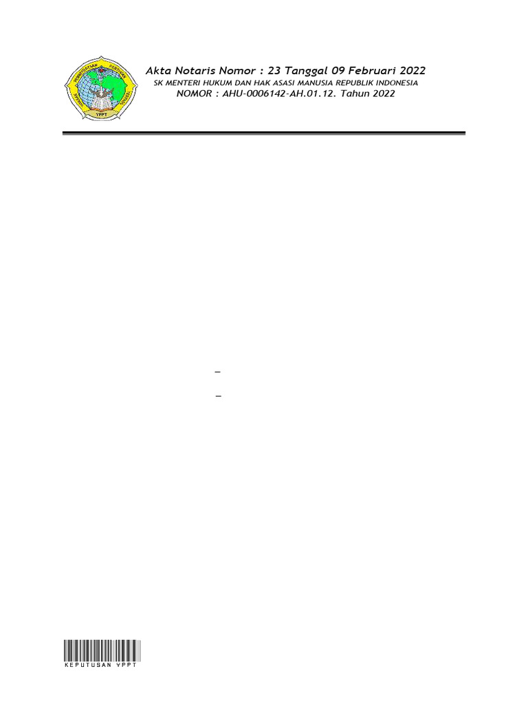 Surat Keputusan Pendirian Sekolah Tk Paud Amakabi Yppt Pdf