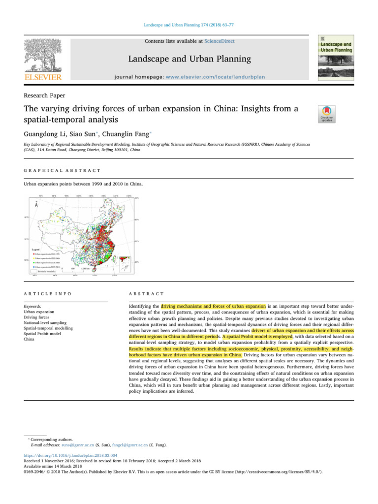 The Varying Driving Forces of Urban Expansion in China Insights From A ...