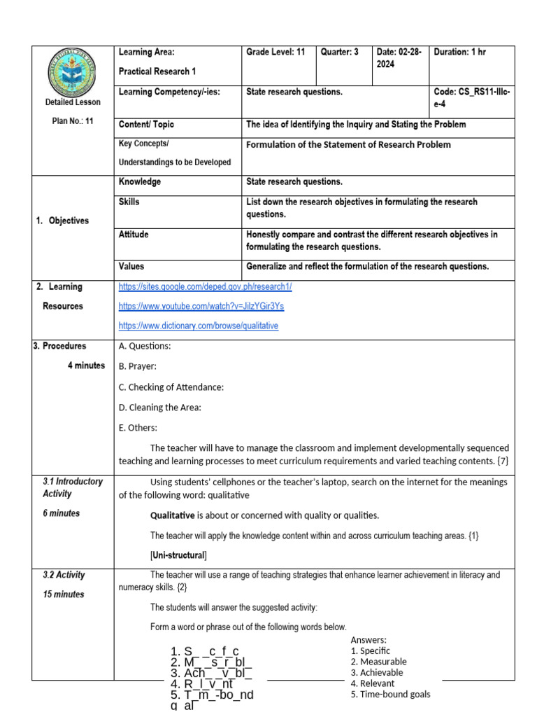 Practical Research 1 Day 11 | PDF