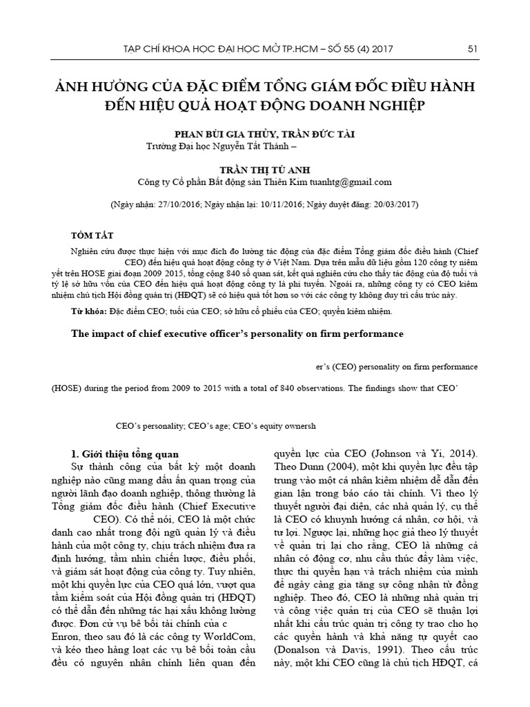 CEO Characteristics On Firm Performance in Vietnam | PDF