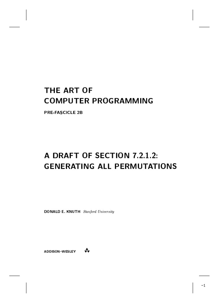 The Art of Computer Programming. Pre-Fascicle 2B. A Draft To Section 7 ...