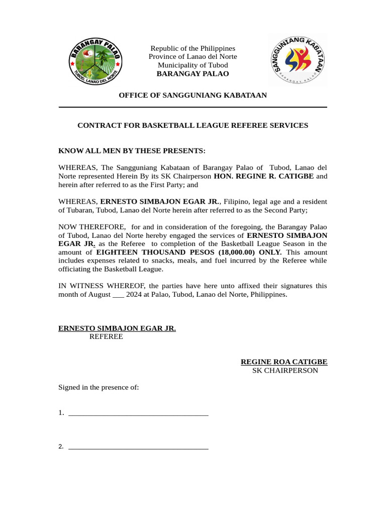 Referee Contract | PDF