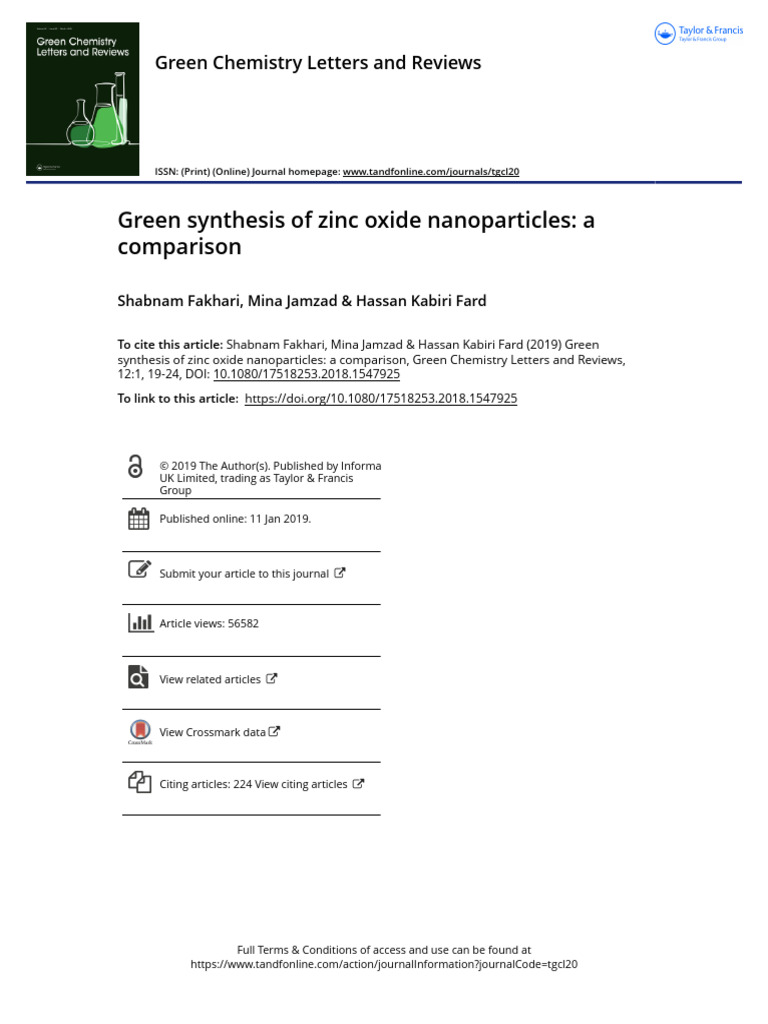 Green Synthesis of Zinc Oxide Nanoparticles | PDF | Zinc Oxide ...