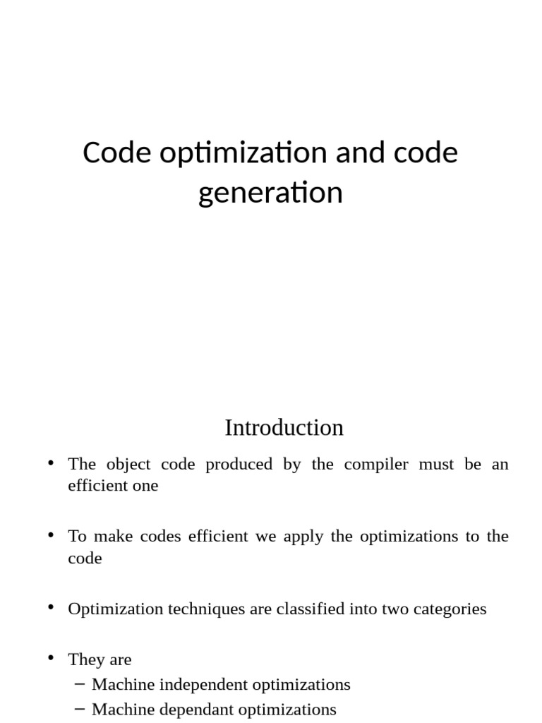 Code Optimization and Code Genration | PDF