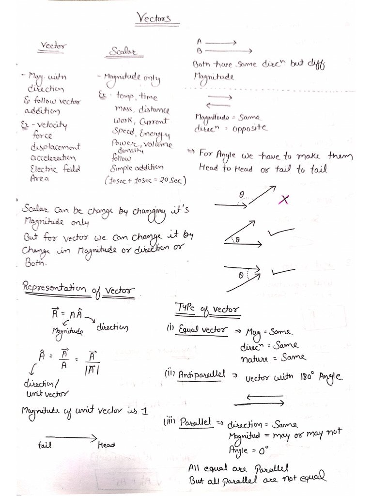 Vectors Hand-Written Notes | PDF