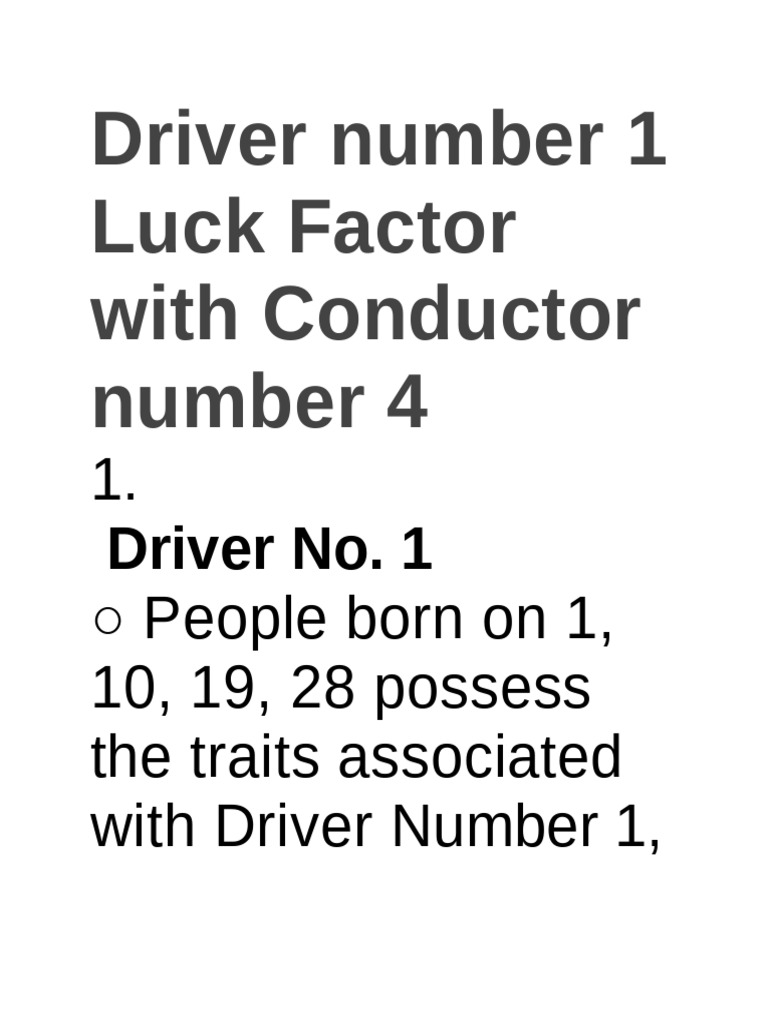 Driver 1 and Conductor 4 Traits | PDF