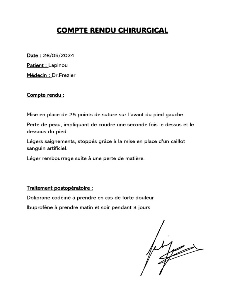 Compte Rendu Medical | PDF