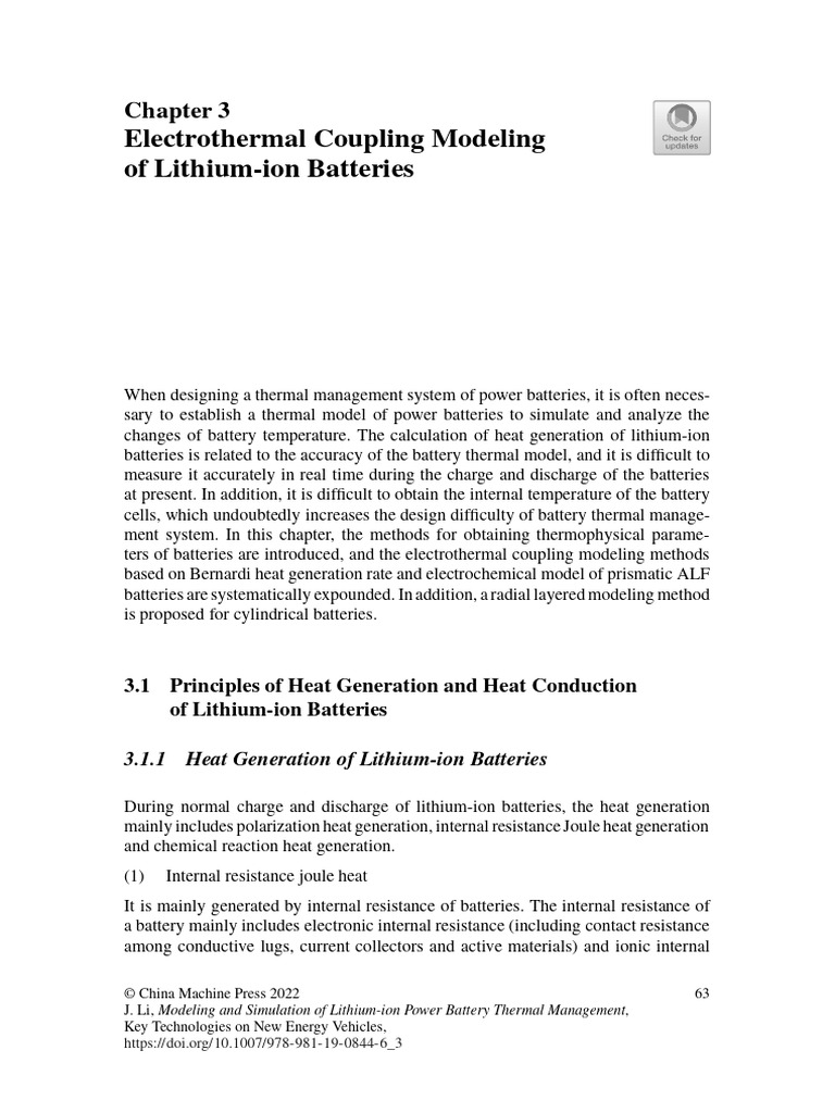 Electrothermal Coupling Modeling of Lithium-Ion Batteries | PDF ...