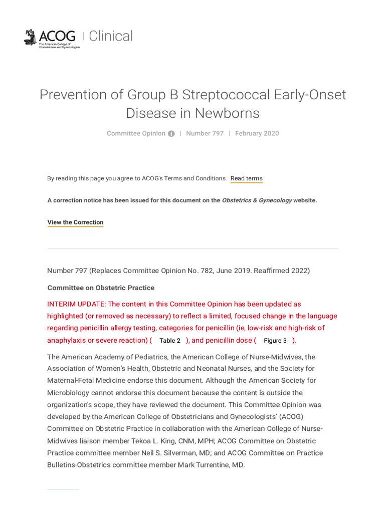 Prevention of Group B Streptococcal Early-Onset Disease in Newborns ...