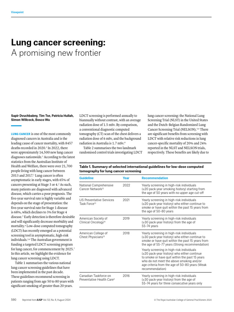 Lung Cancer Screening | PDF