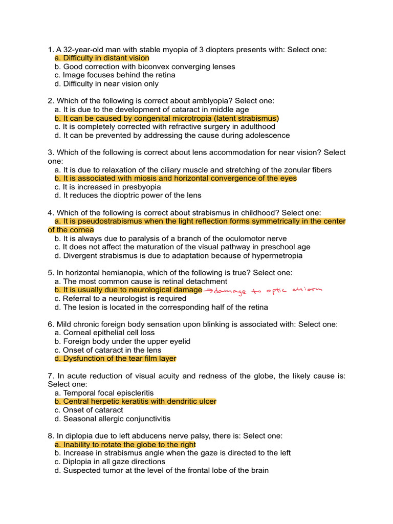 Translated Old Ophthalmology Mcqs | PDF | Glaucoma | Medical Specialties