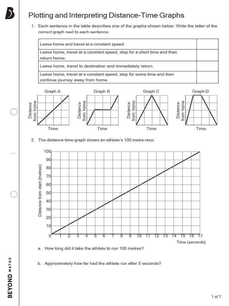 Plotting and Interpretting Distance Time Graphs | PDF
