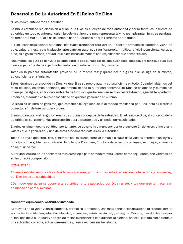 Desarrollo de La Autoridad en El Reino de Dios | PDF | Cristo (título ...