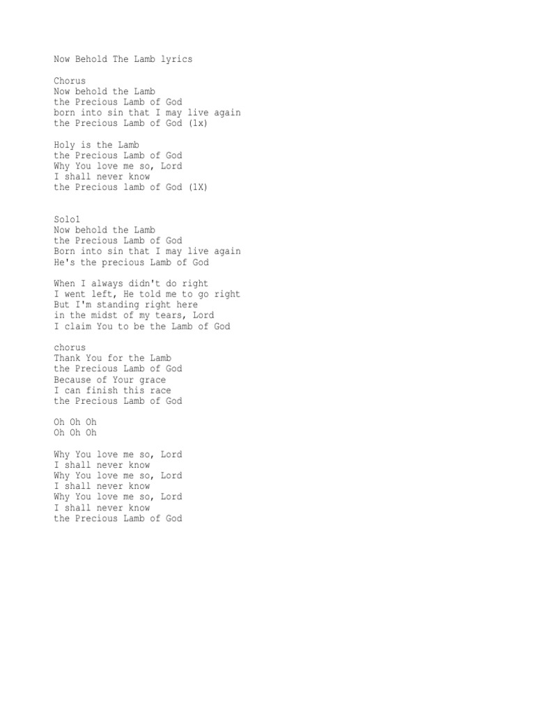 Behold The Lamb Of God Lyrics