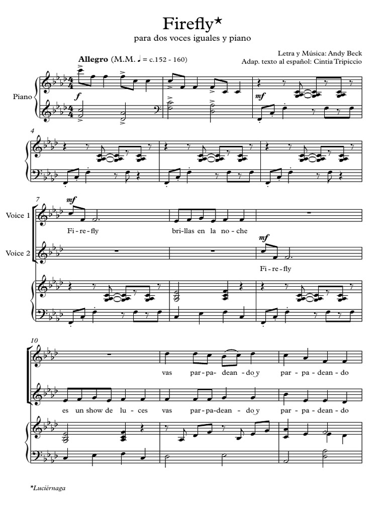 Firefly 2 Voces y Piano | PDF