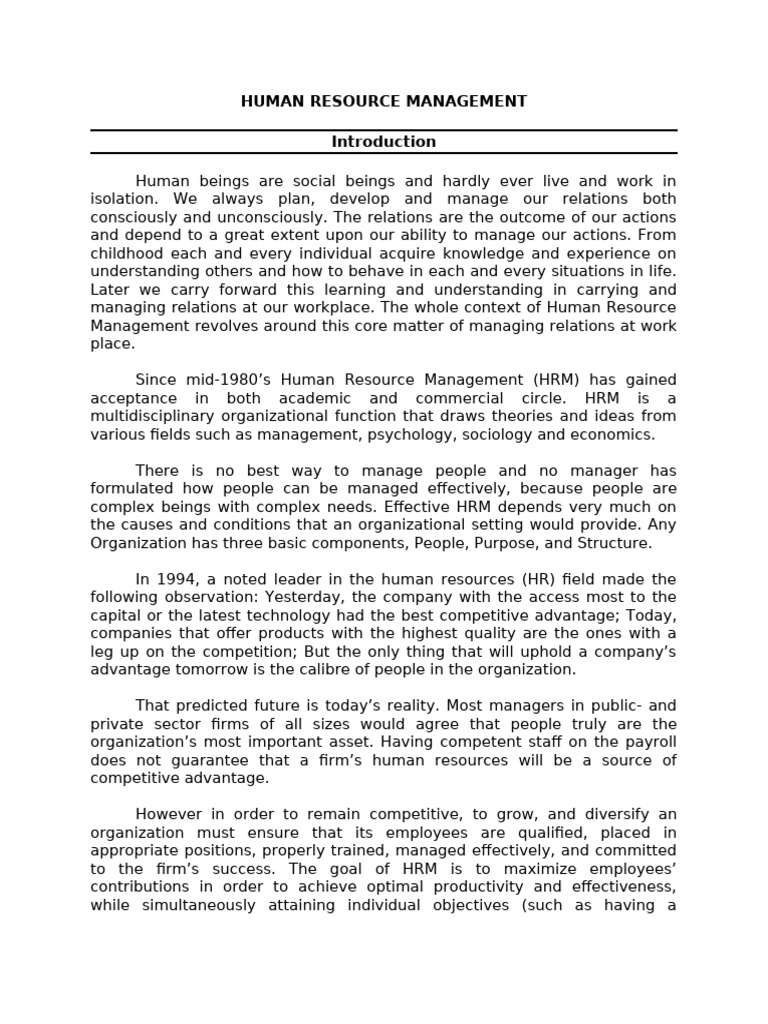 Understanding Human Resource Management | PDF | Human Resource ...