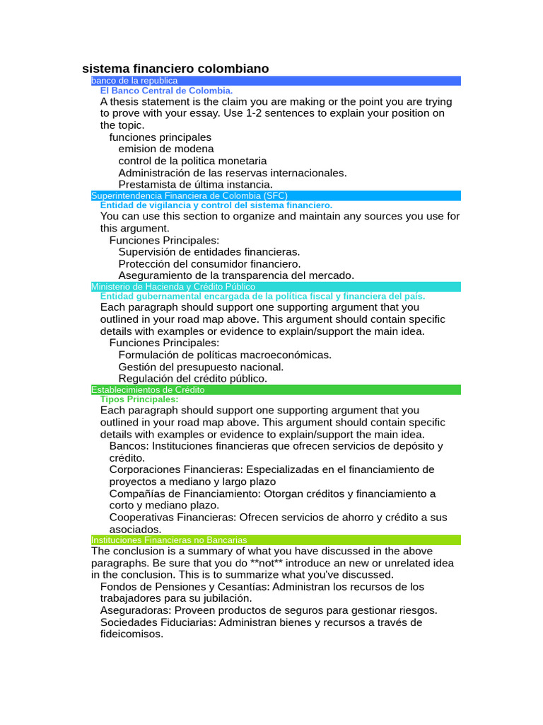 Estructura del Sistema Financiero Colombiano | PDF | Sistema financiero ...
