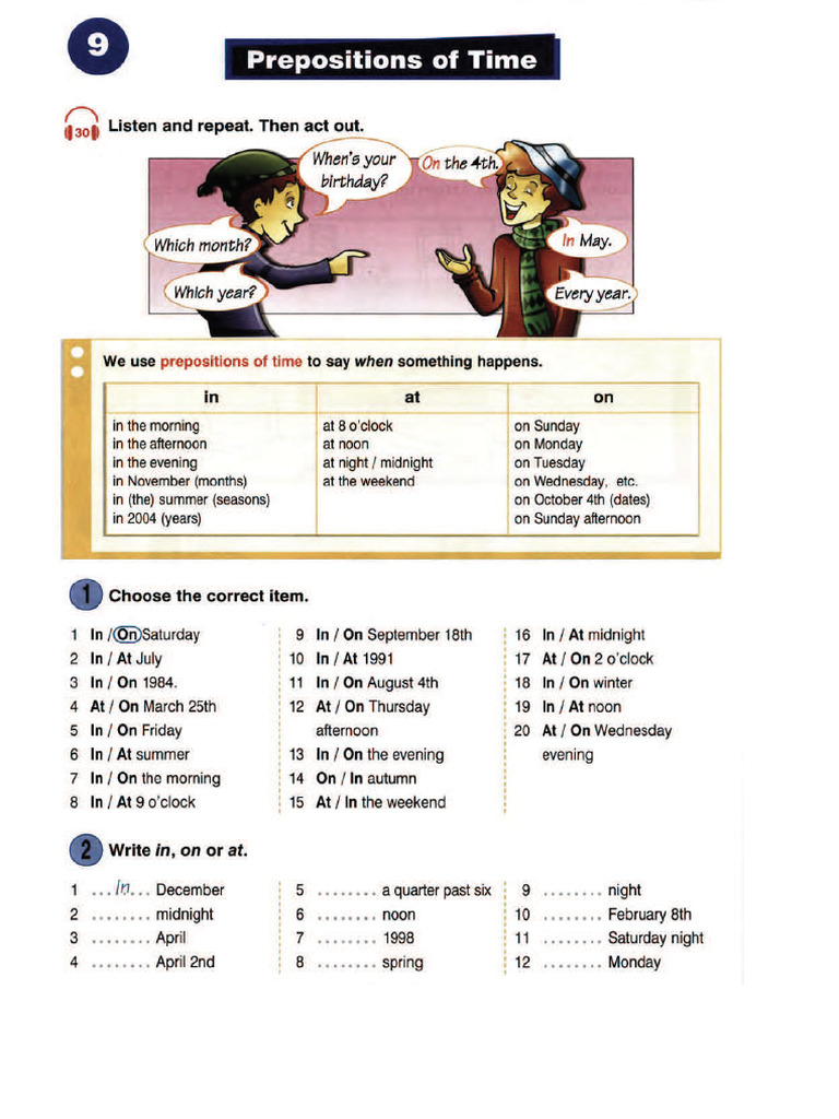 Prepositions of Time - Round Up | PDF