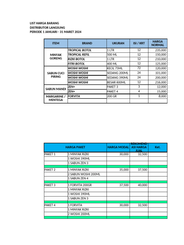 Harga - Harga (2024) | PDF