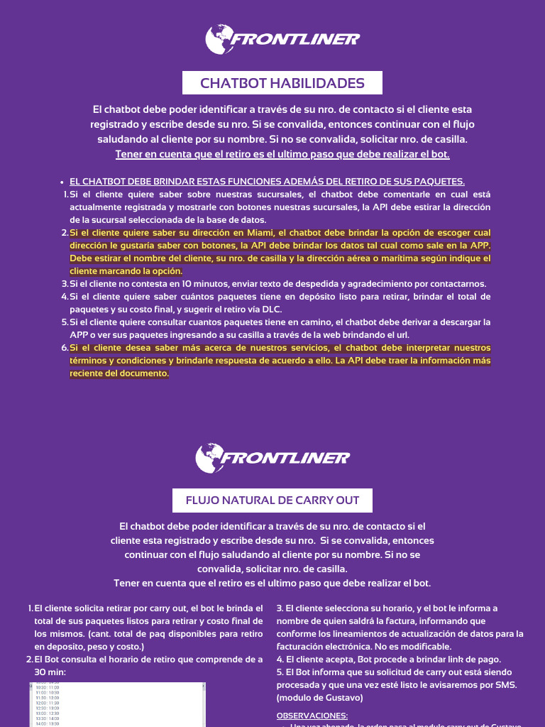 Esquema Frontliner Chatbot | PDF