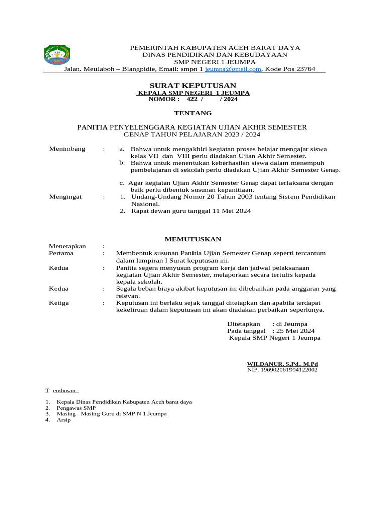 Sk Uas Semester Genap 2024 Pdf