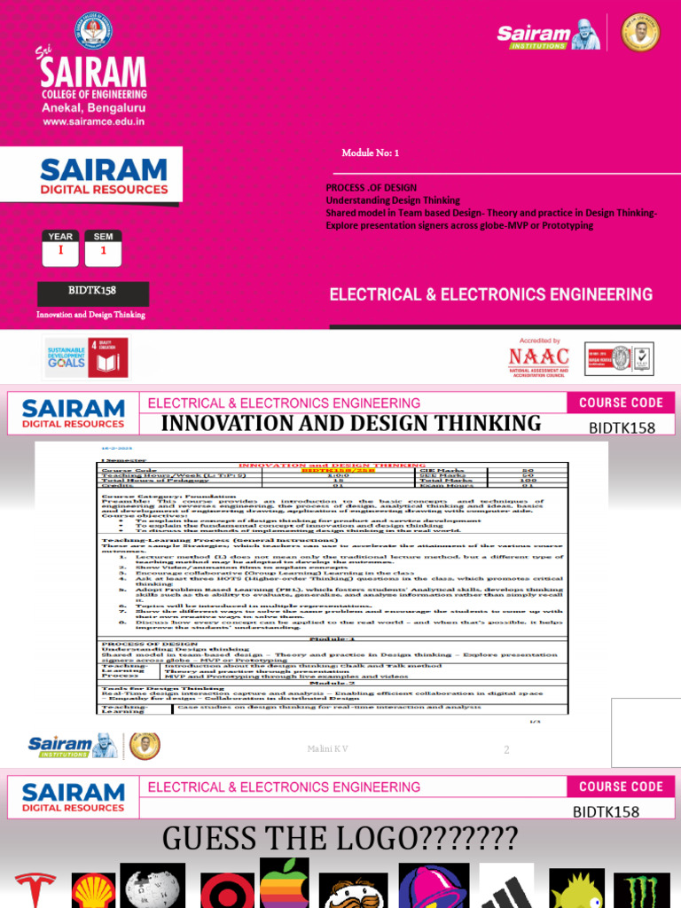 Lecture Material-Bidtk158 - Idt - Module 1 - Malini K V | PDF