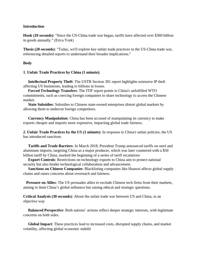 Unfair Trade Script | PDF