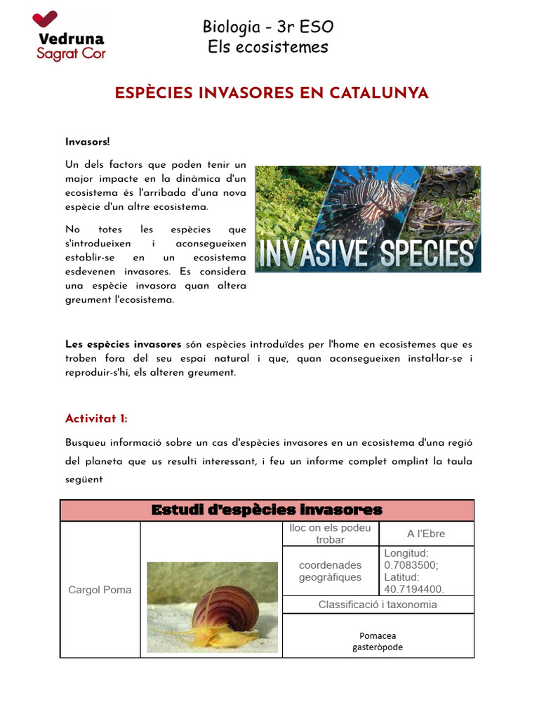 Estudi D'una Espècie Invasora 2024 | PDF