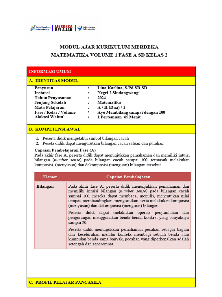Salin2 731503820 PPA TOPIK 3 Aksi Nyata Modul Ajar TaRL | PDF