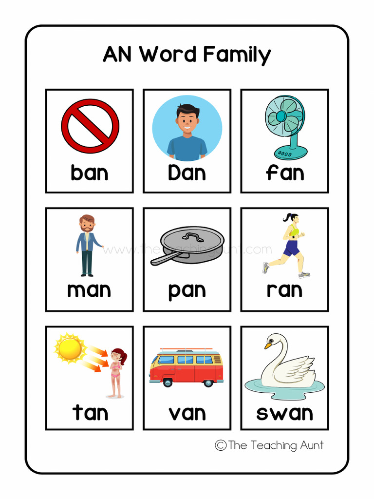 AN Word Family List A4 | PDF