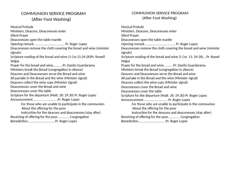 Communion Service Program | PDF