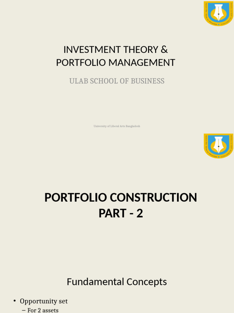 Portfolio Construction 2 | PDF