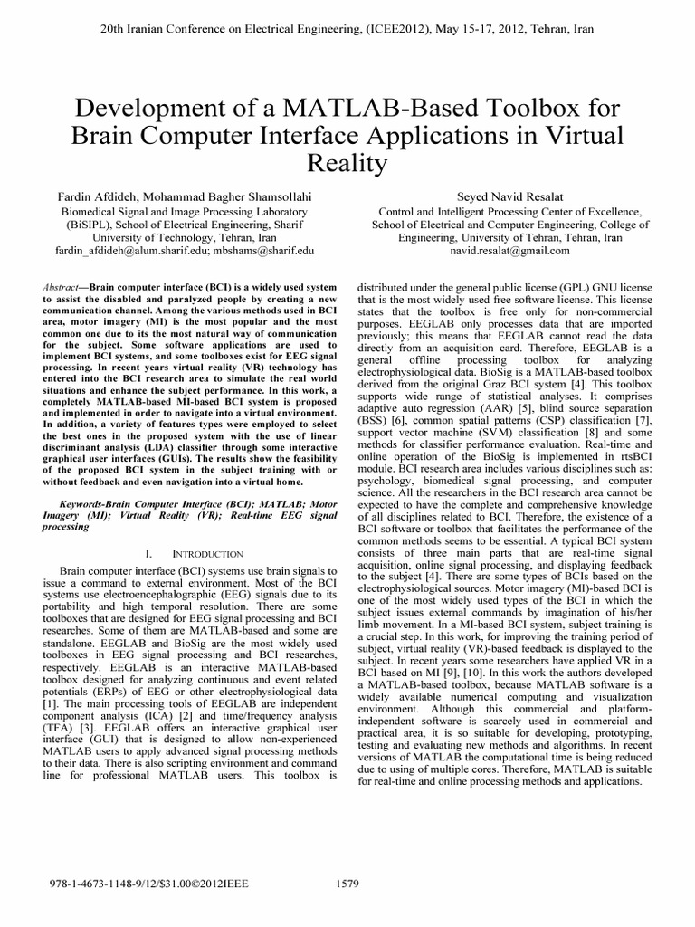 Development of A MATLAB-based Toolbox For Brain Computer Interface ...