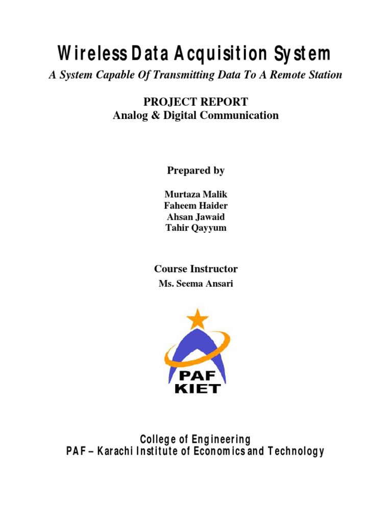 Wireless Data Acquisition System: A System Capable of Transmitting Data ...