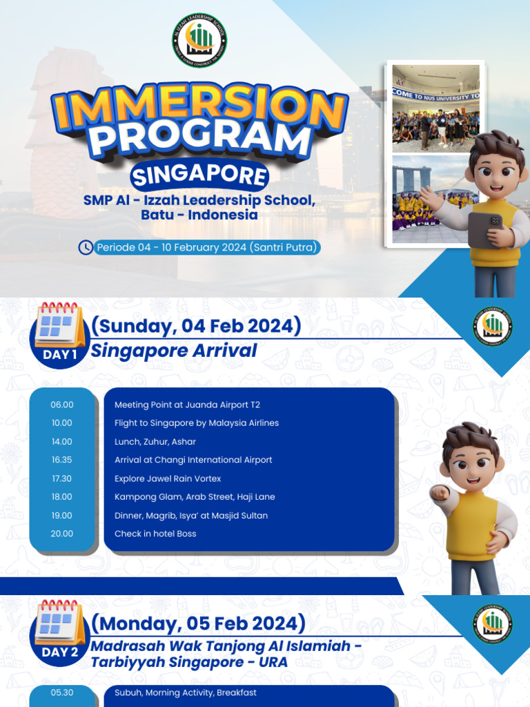 Immersion Program Singapore - SMP Al Izzah | PDF