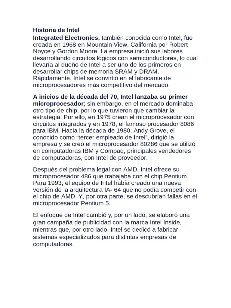 Historia de Intel | PDF