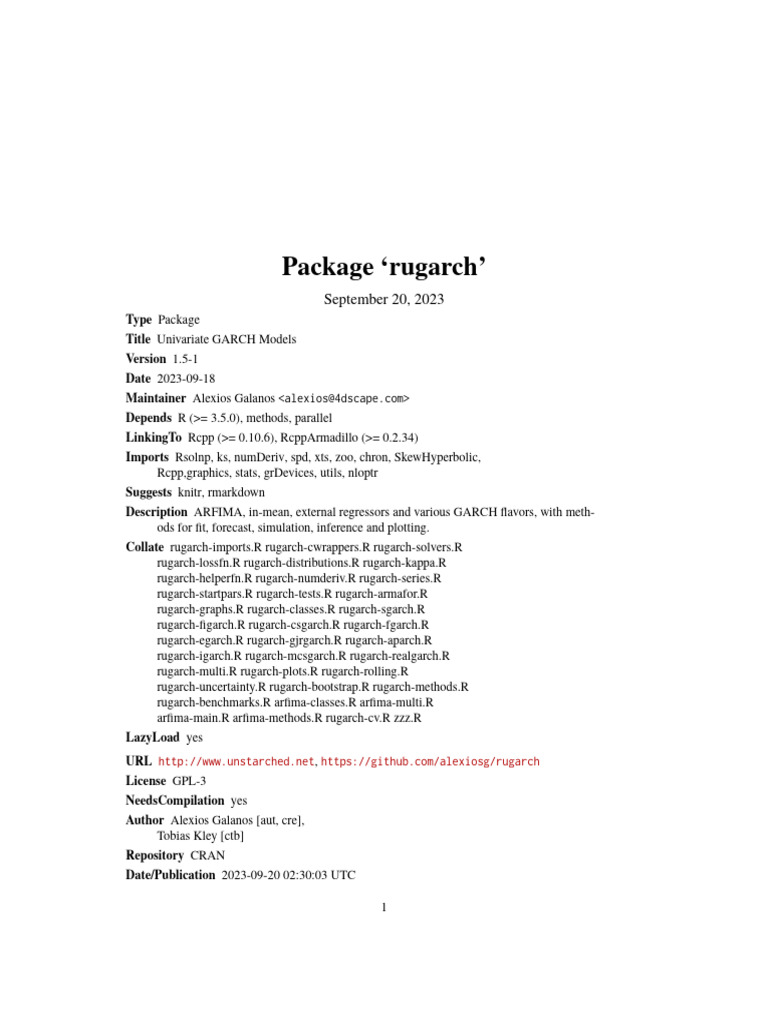 Rugarch | PDF