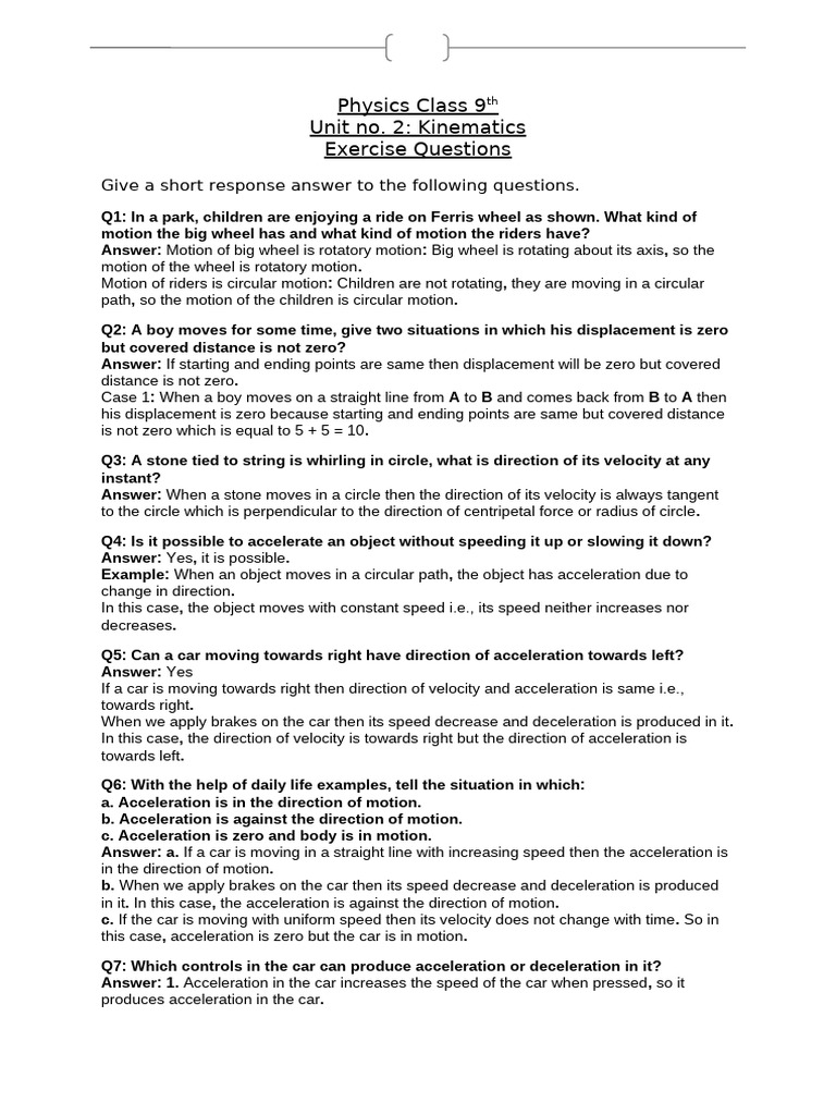 Physics Class 9th Unit No.02 | PDF