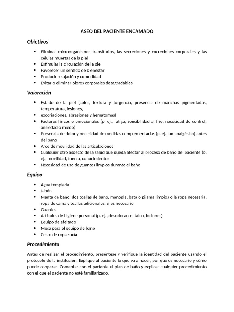 Aseo Del Paciente Encamado | PDF