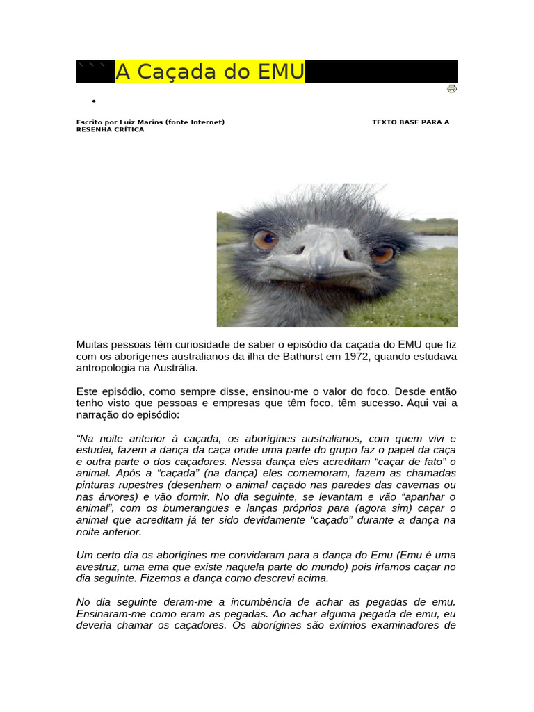 Caçada Do Emu | PDF