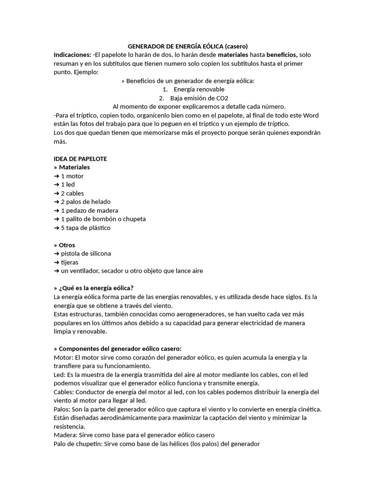 Generador de Energía Eólica | PDF