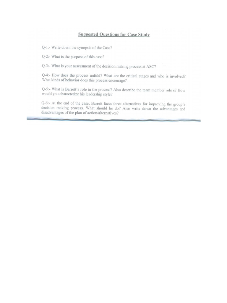 Case Study Questions | PDF
