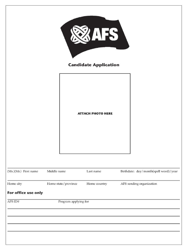 AFS Application Form | PDF