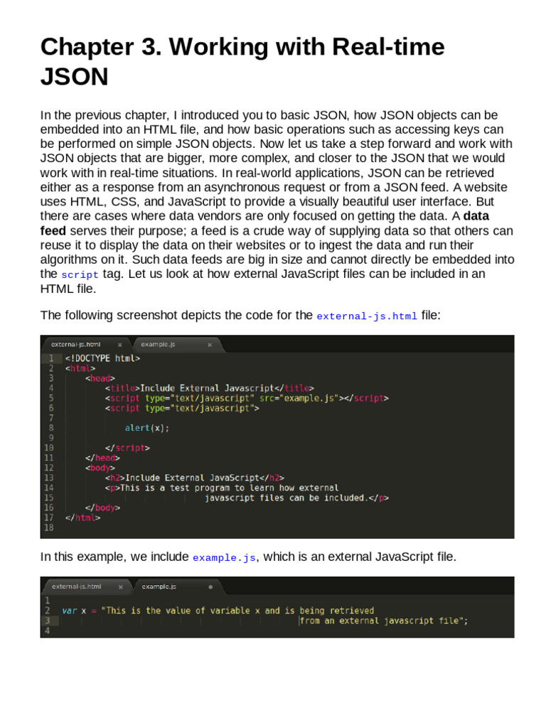 JavaScript and JSON Essentials - (3. Working With Real-Time JSON) | PDF