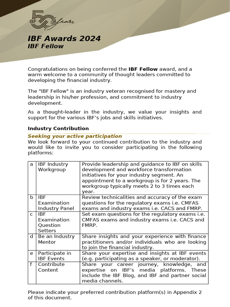 Guide IBF Fellow 2024 | PDF