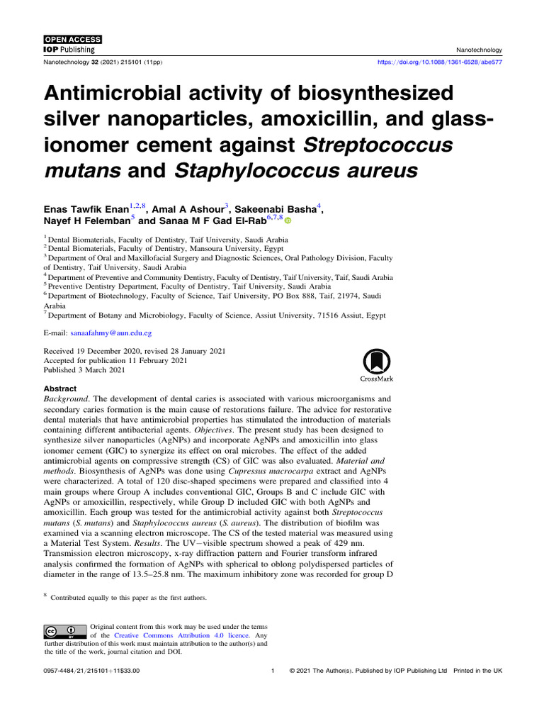 Antimicrobial Activity of Biosynthesized Silver Na | PDF