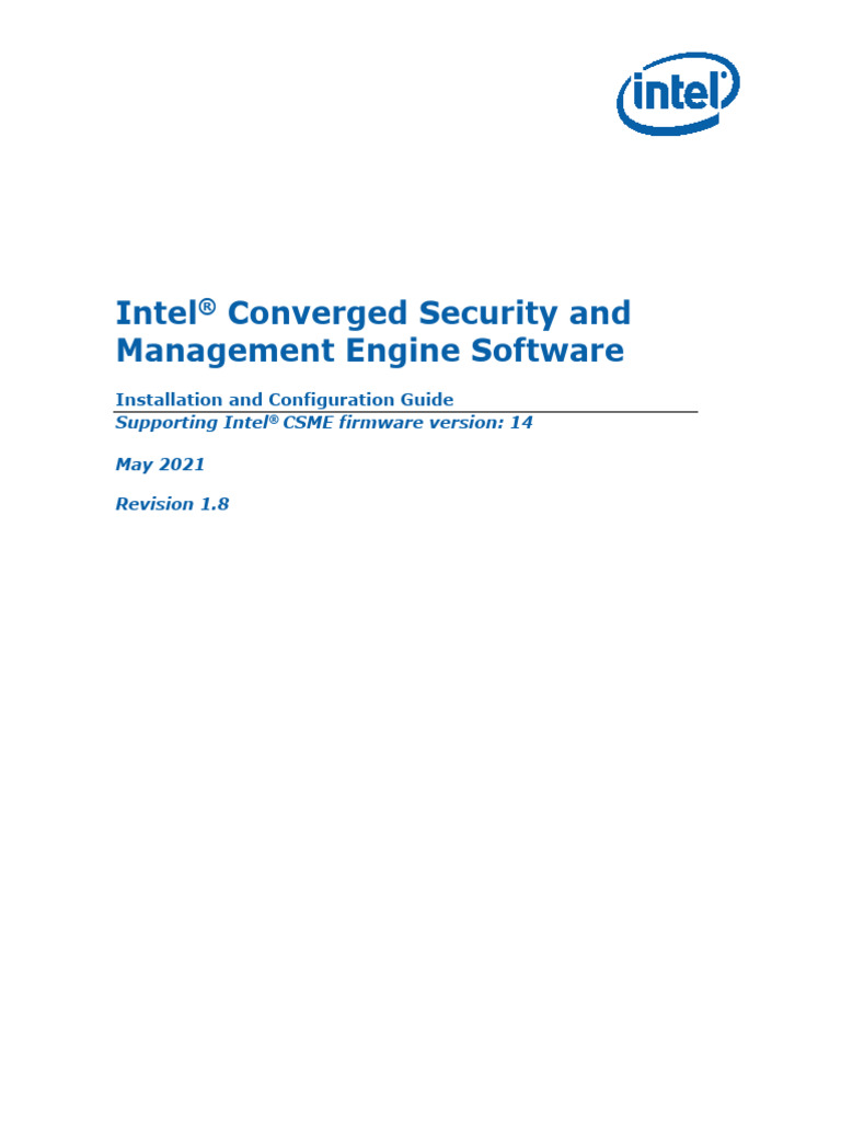 Intel (R) ME SW Installation Guide | PDF